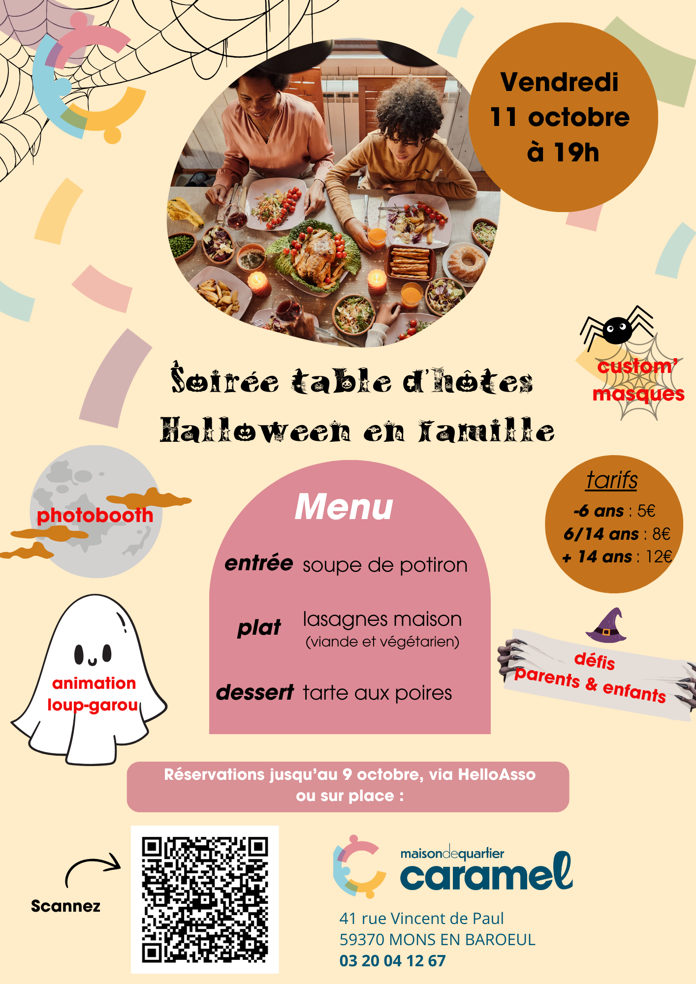 soirée table d'hote halloween en famille le 11 octobre 2024 à 19h